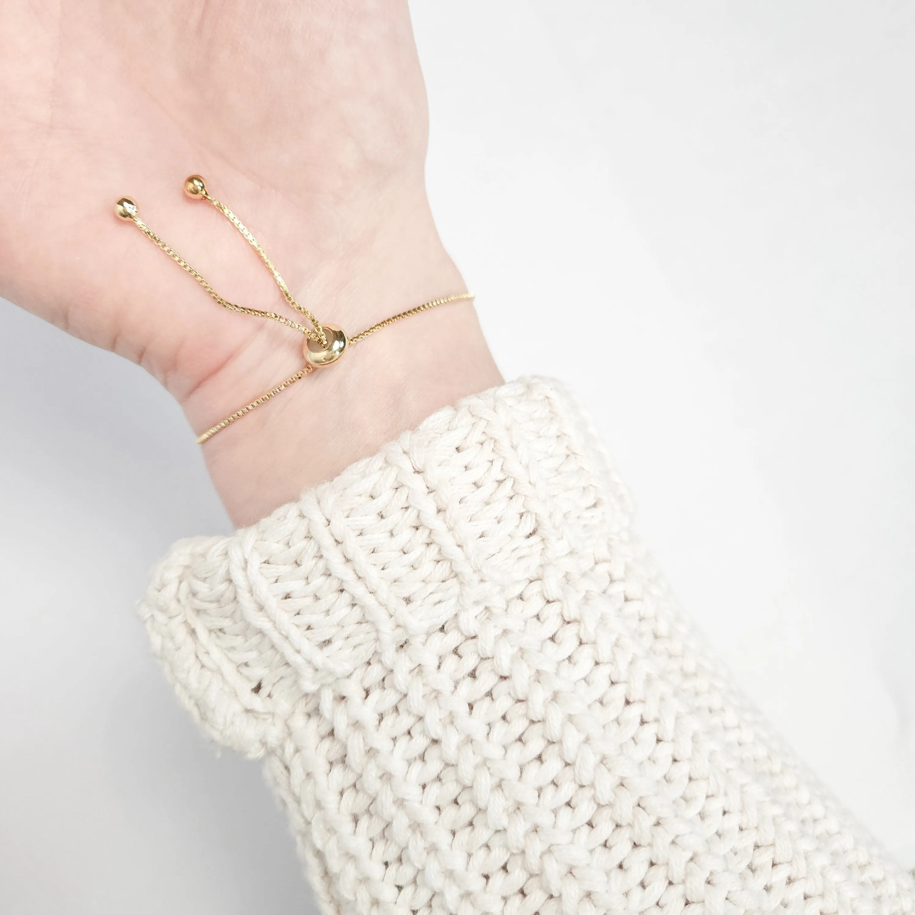 Adjustable Round Druzy Quartz Crystal Bracelet