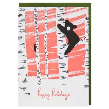 Bears Climbing Trees Holiday Card