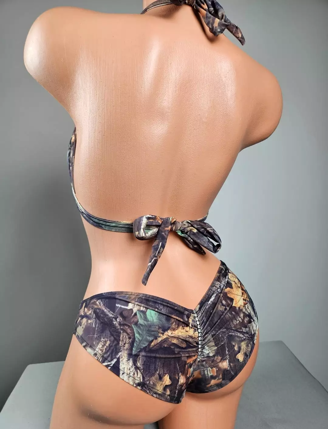 Camo Print Push Up Top Scrunch Butt Short Set