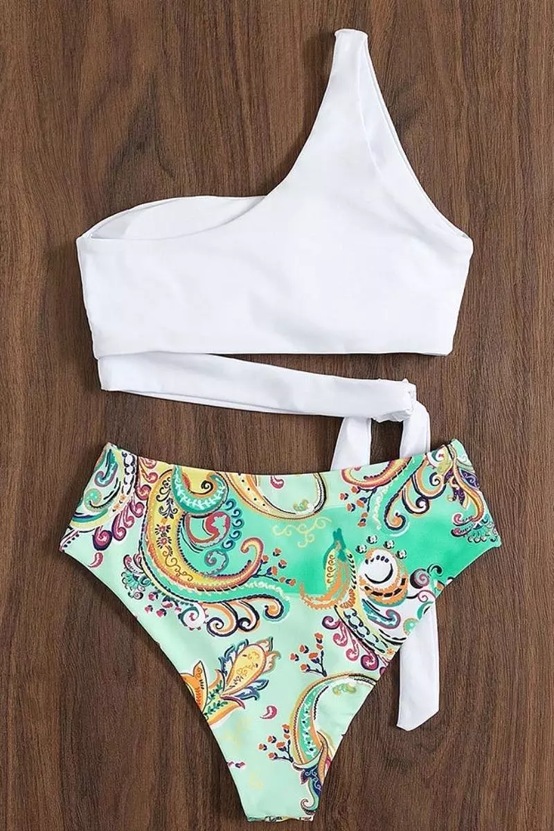 Colorful Paisley Two Piece Swimsuit White