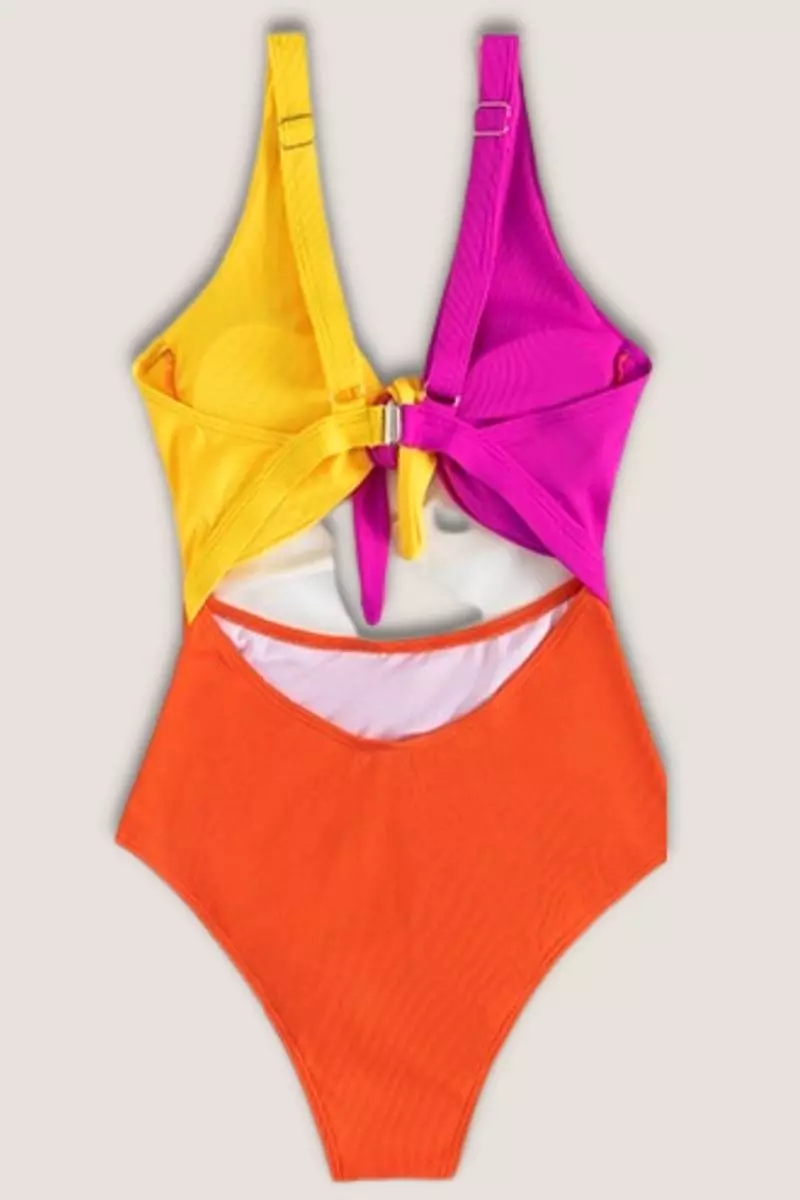 Cut Out Front Tie One Bathing Swimsuit