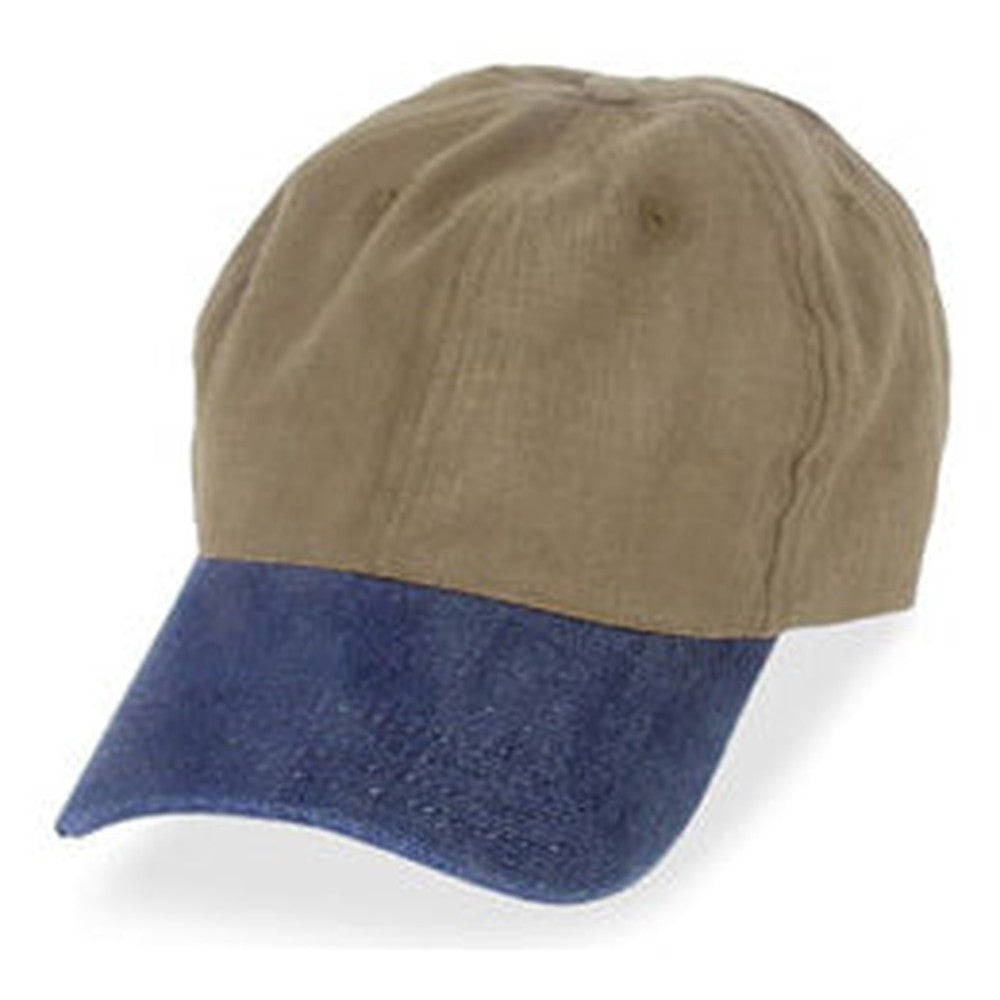 Dark Khaki with Denim Visor - Unstructured Baseball Cap