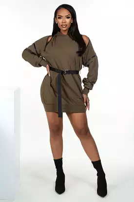 Double Zipper Long Sleeve Hooded Mini Dress