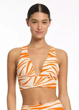 Fine Lines Soft Triangle Bikini Top - Papaya