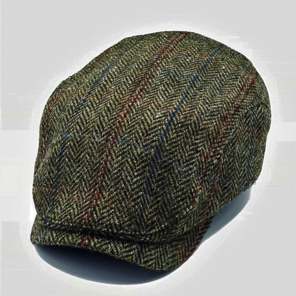 Harris Tweed Longshoreman Cap in Hunter Green