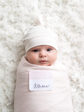 Hello World Hat & Swaddle Set – Baby Pink