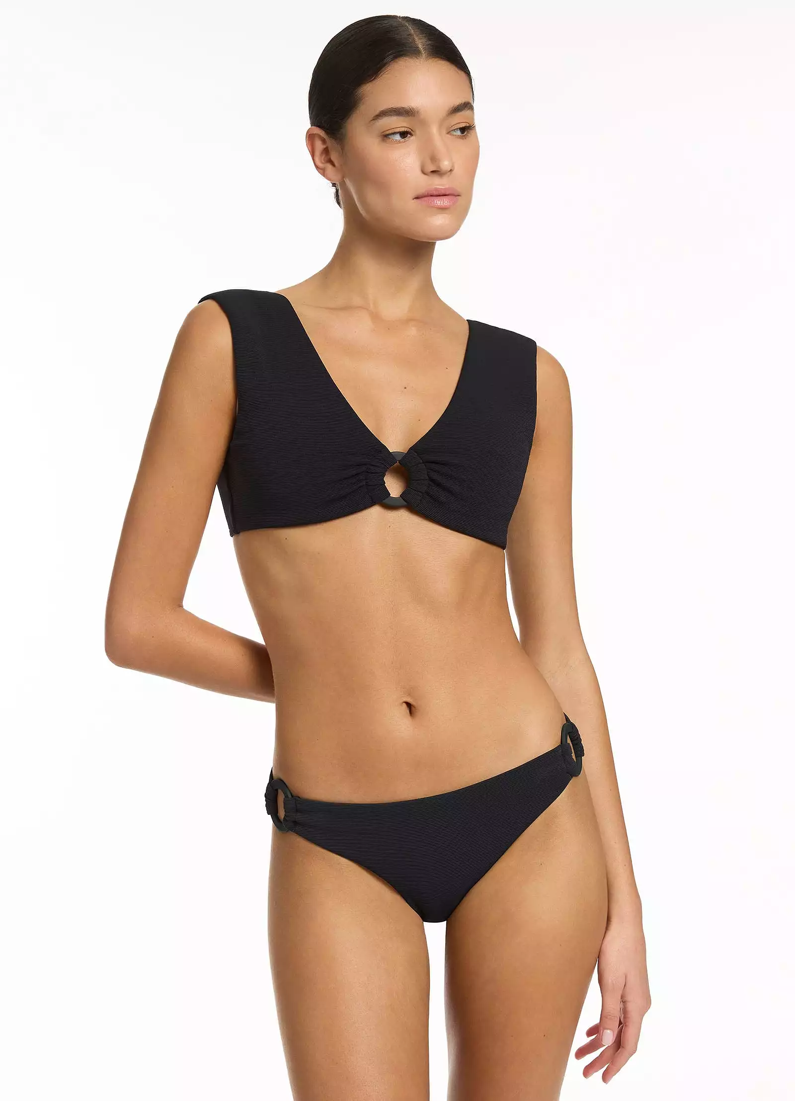 Isla Rib Wide Strap Top - Black