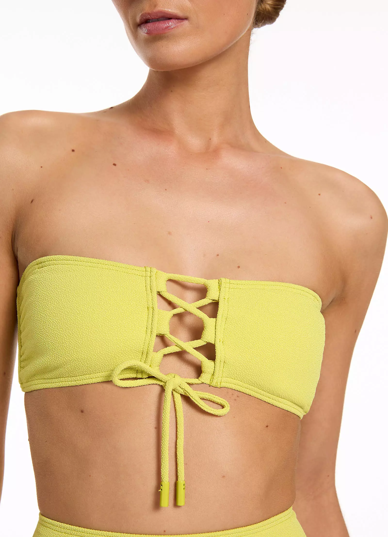 Joali Tie Front Bandeau Bikini Top - Zest