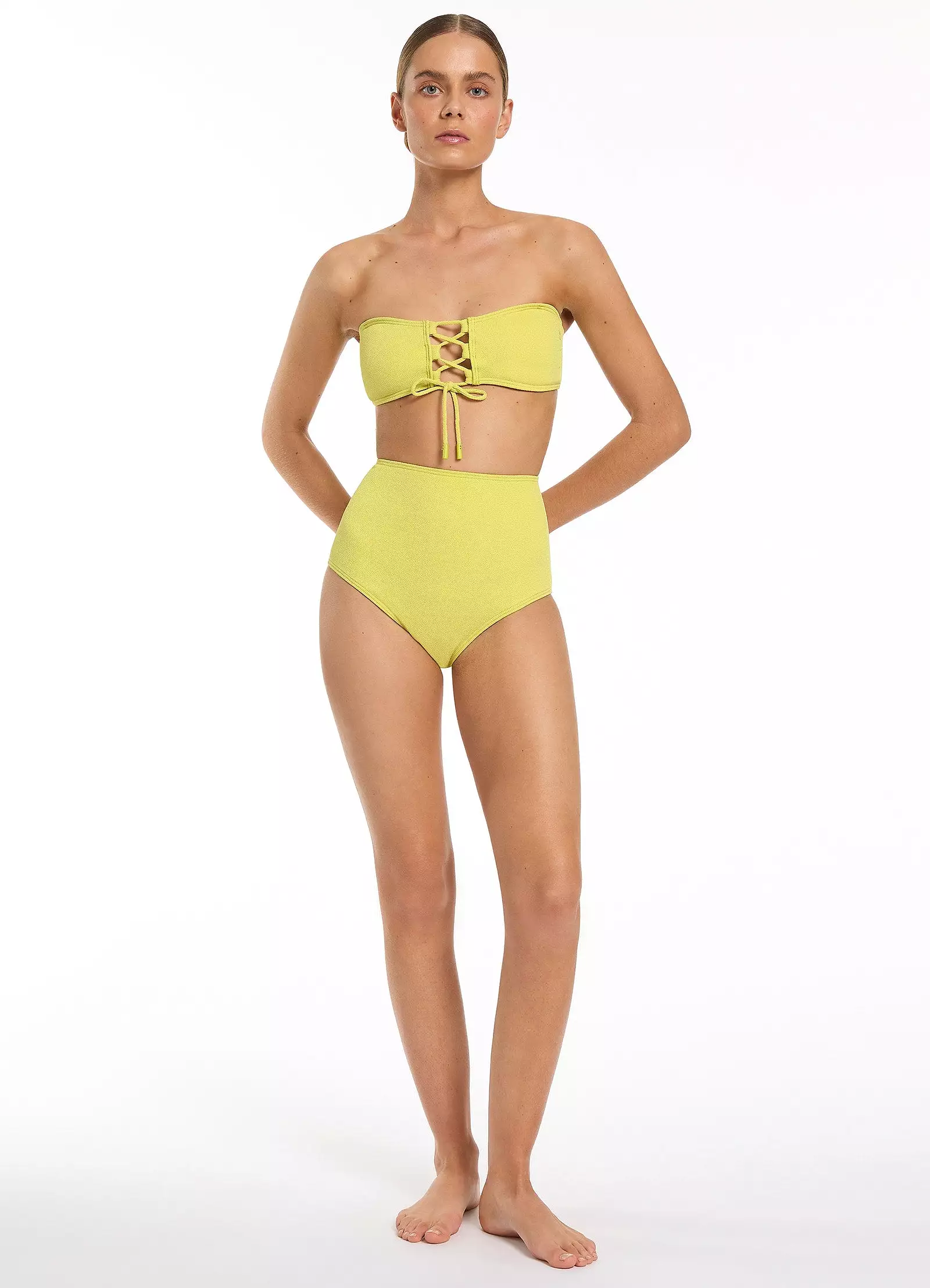 Joali Tie Front Bandeau Bikini Top - Zest