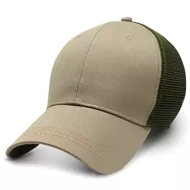 Khaki with Olive Mesh - Structured Baseball Cap