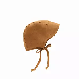 Linen Brimmed Bonnet with Cotton Lining // Rust