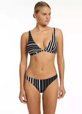 Lunar Stripe Triangle Bikini Top - Black/Chalk