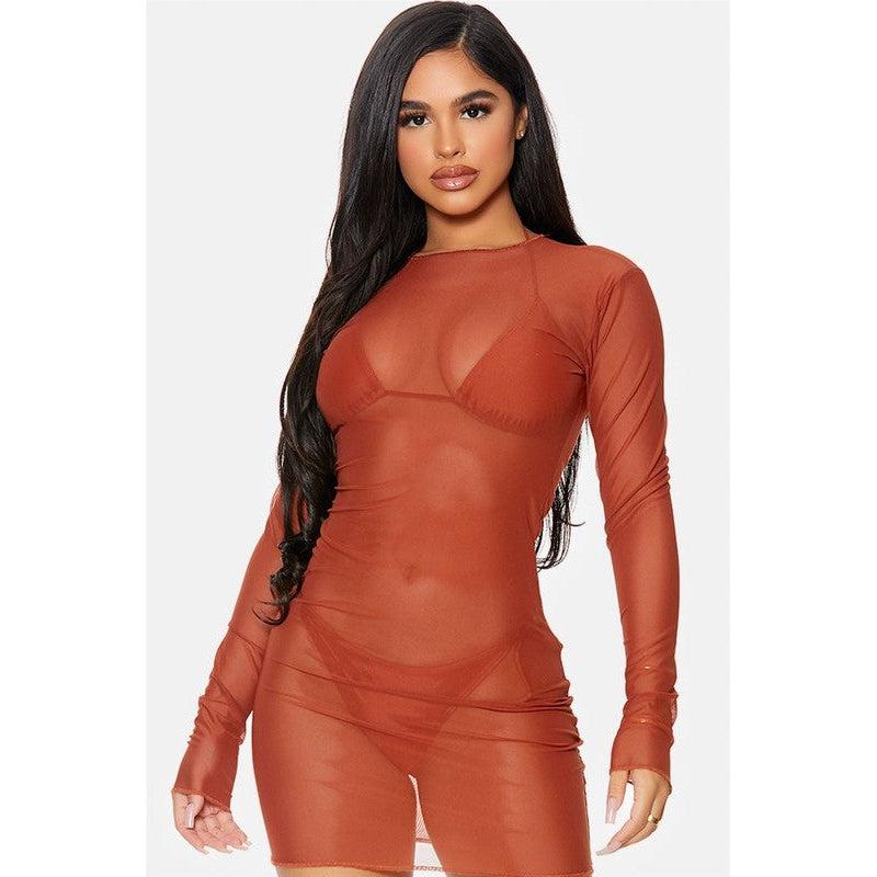 Mesh Pool Coverup Swimwear Dress