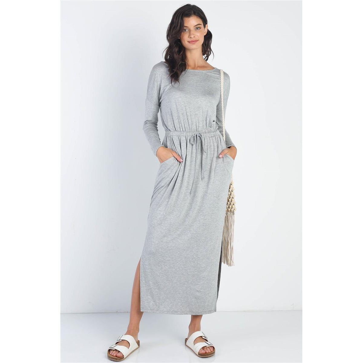 Midi Sleeve Basic Maxi Dress