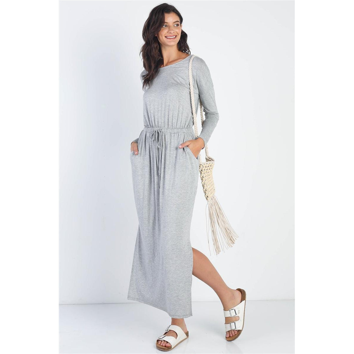 Midi Sleeve Basic Maxi Dress