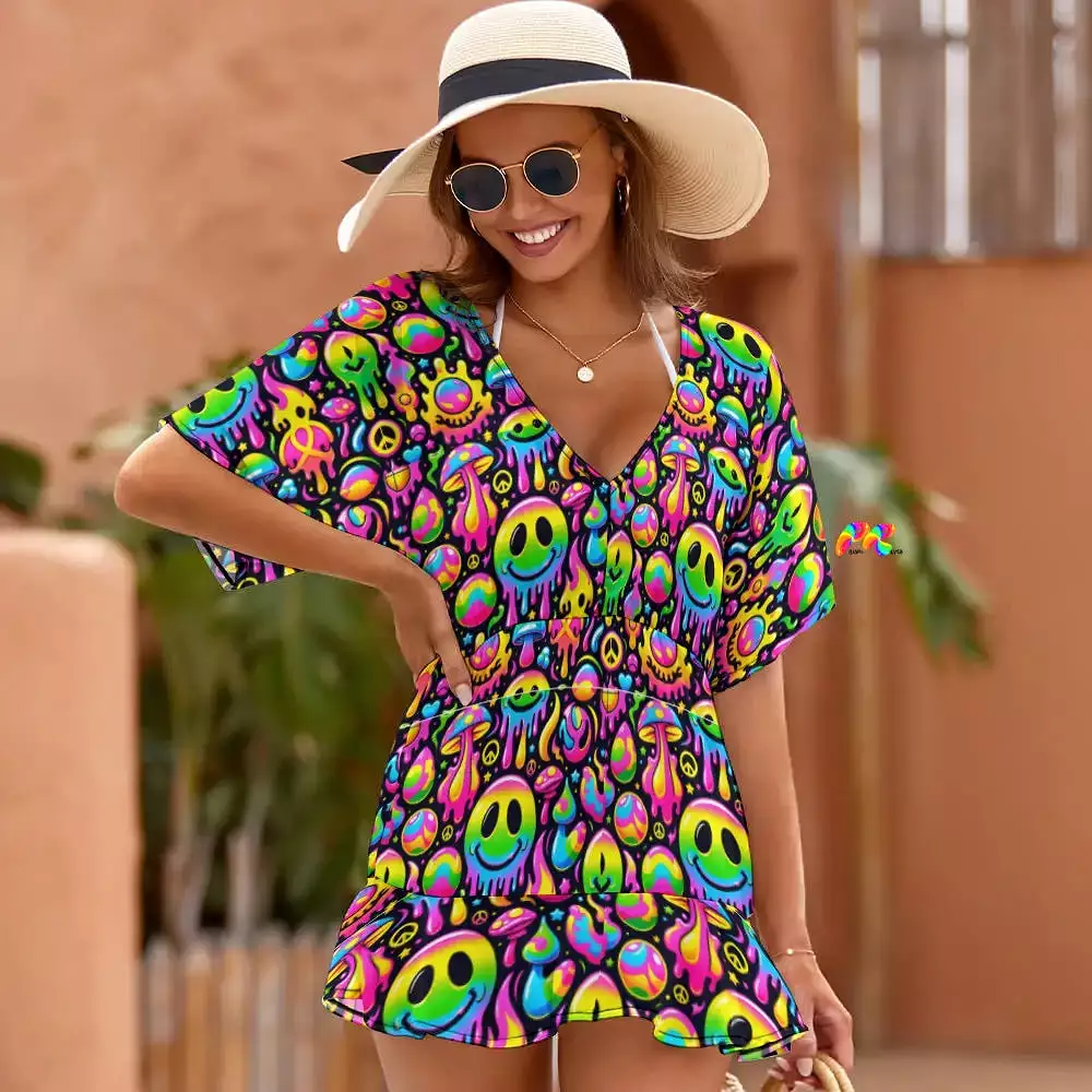 Neon Drip Rave Swimsuit Cover-up