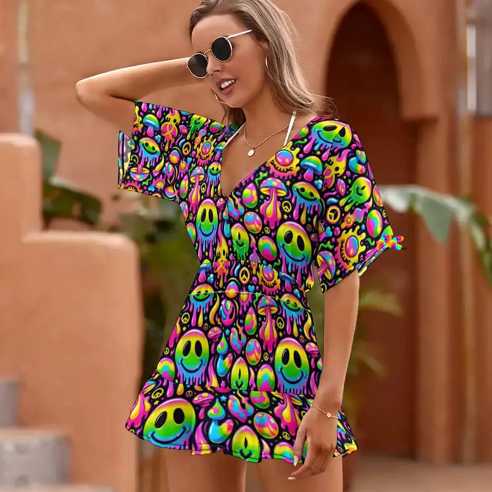 Neon Drip Rave Swimsuit Cover-up