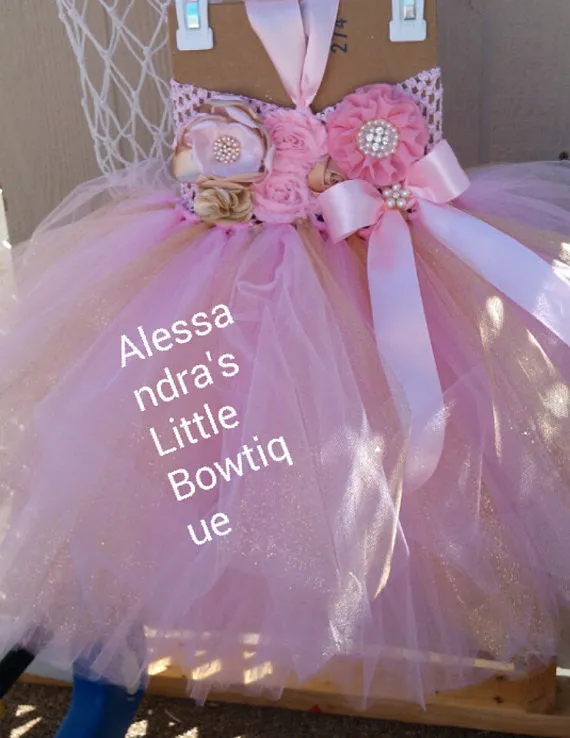 pink and gold tutu dress