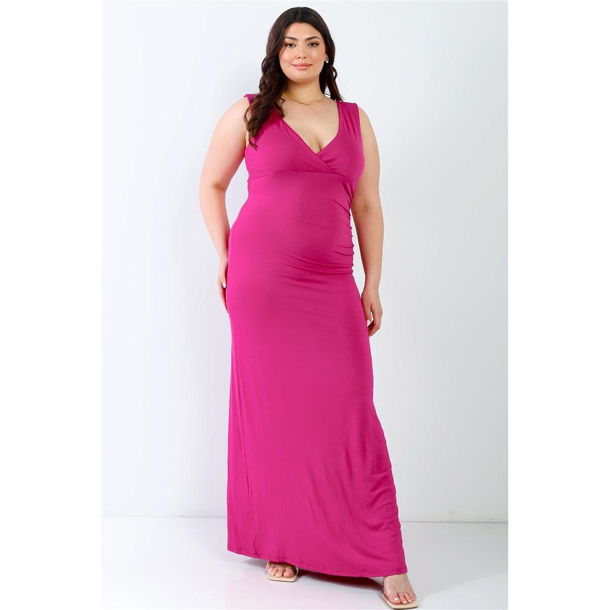 Plus V-neck Sleeveless Maxi Dress