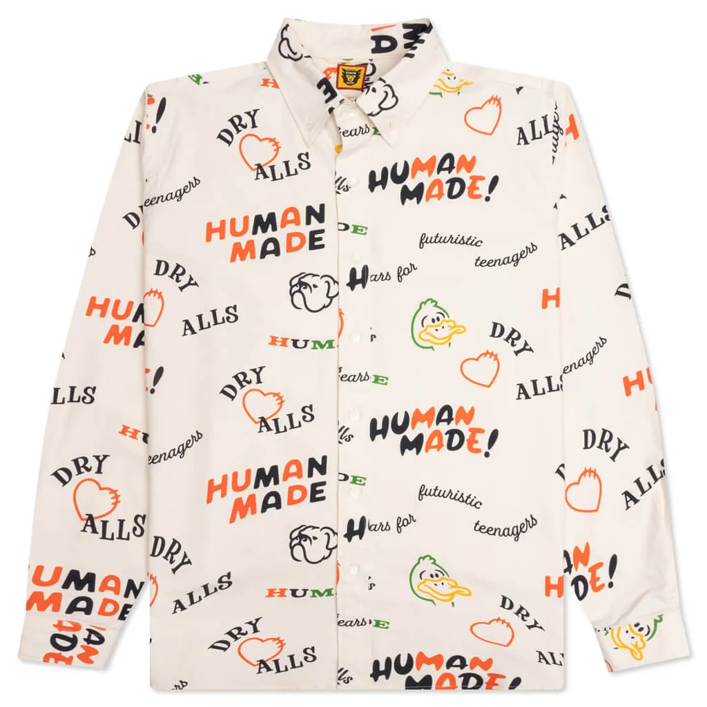 Printed BD L/S Shirt - White