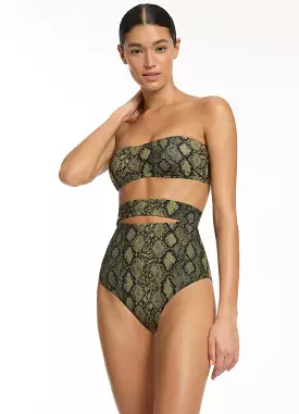 Python Minimal Bandeau Bikini Top - Olive