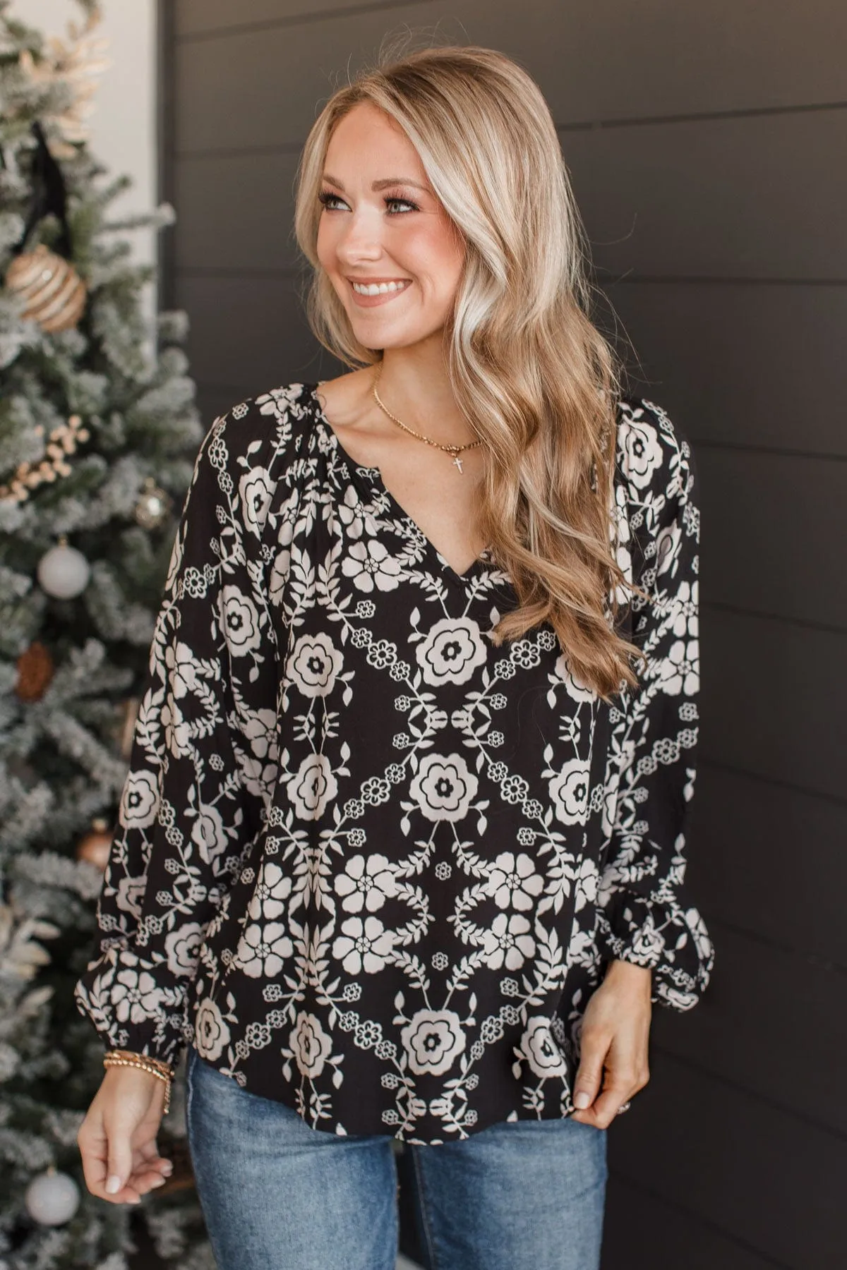 Ready For A Challenge Floral Blouse- Black