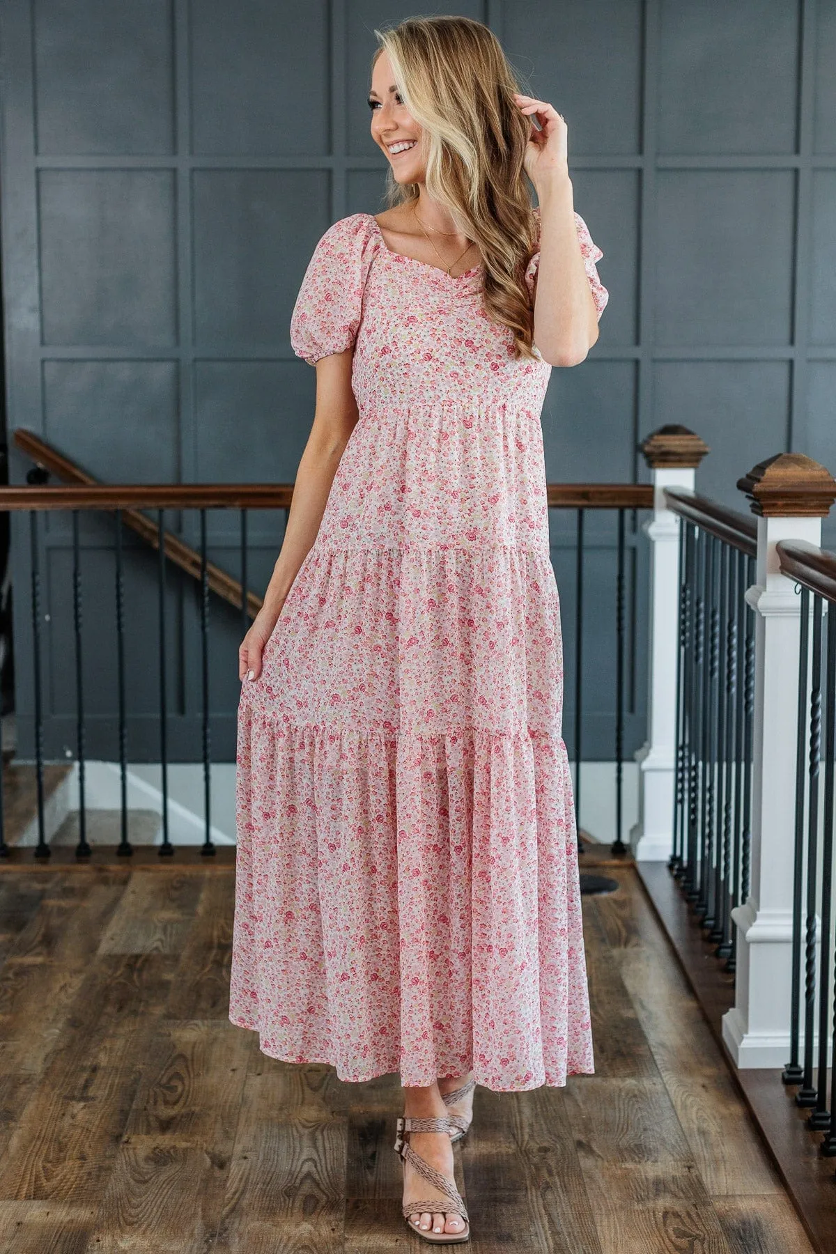 Ready To Mingle Tiered Maxi Dress- Pink