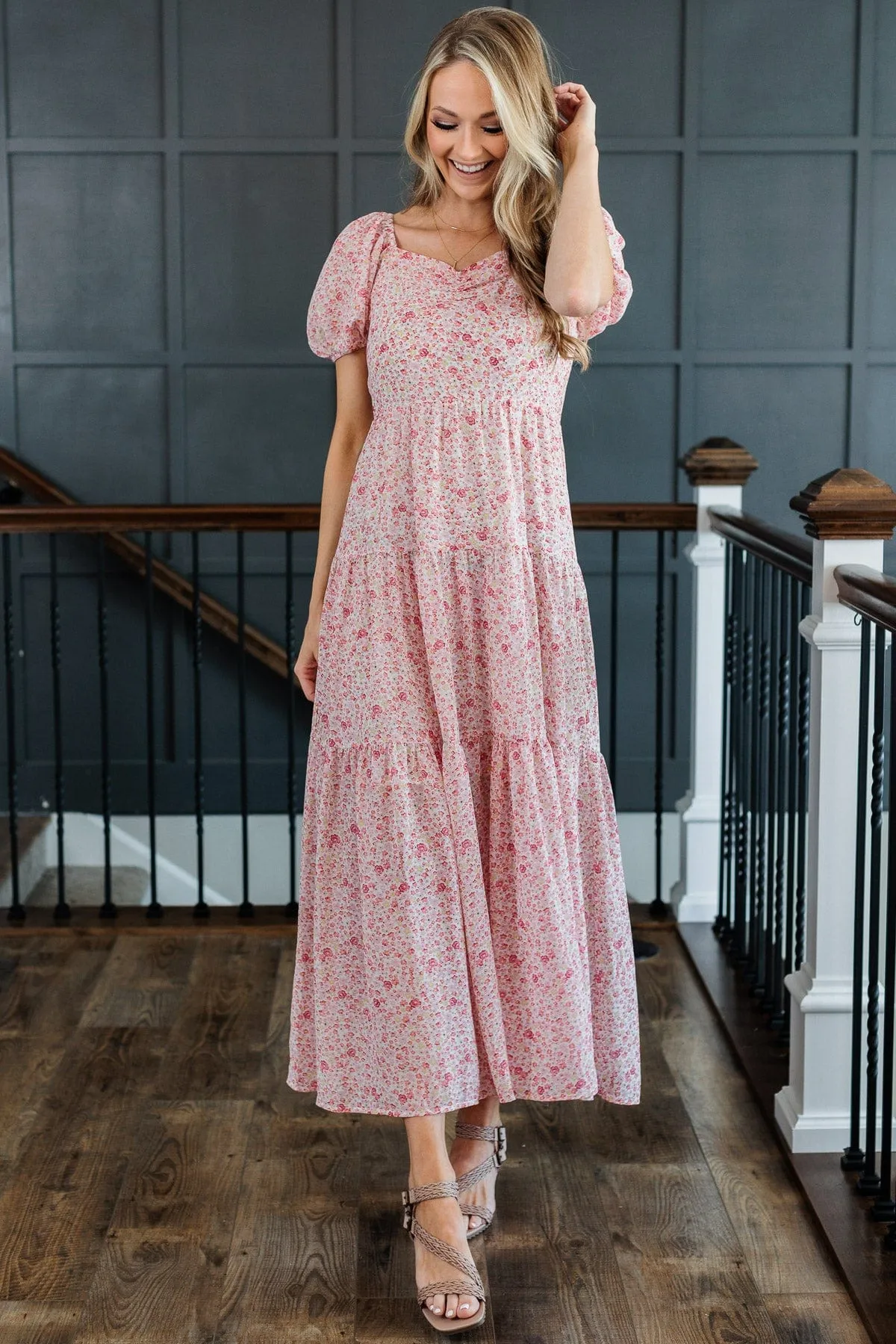 Ready To Mingle Tiered Maxi Dress- Pink