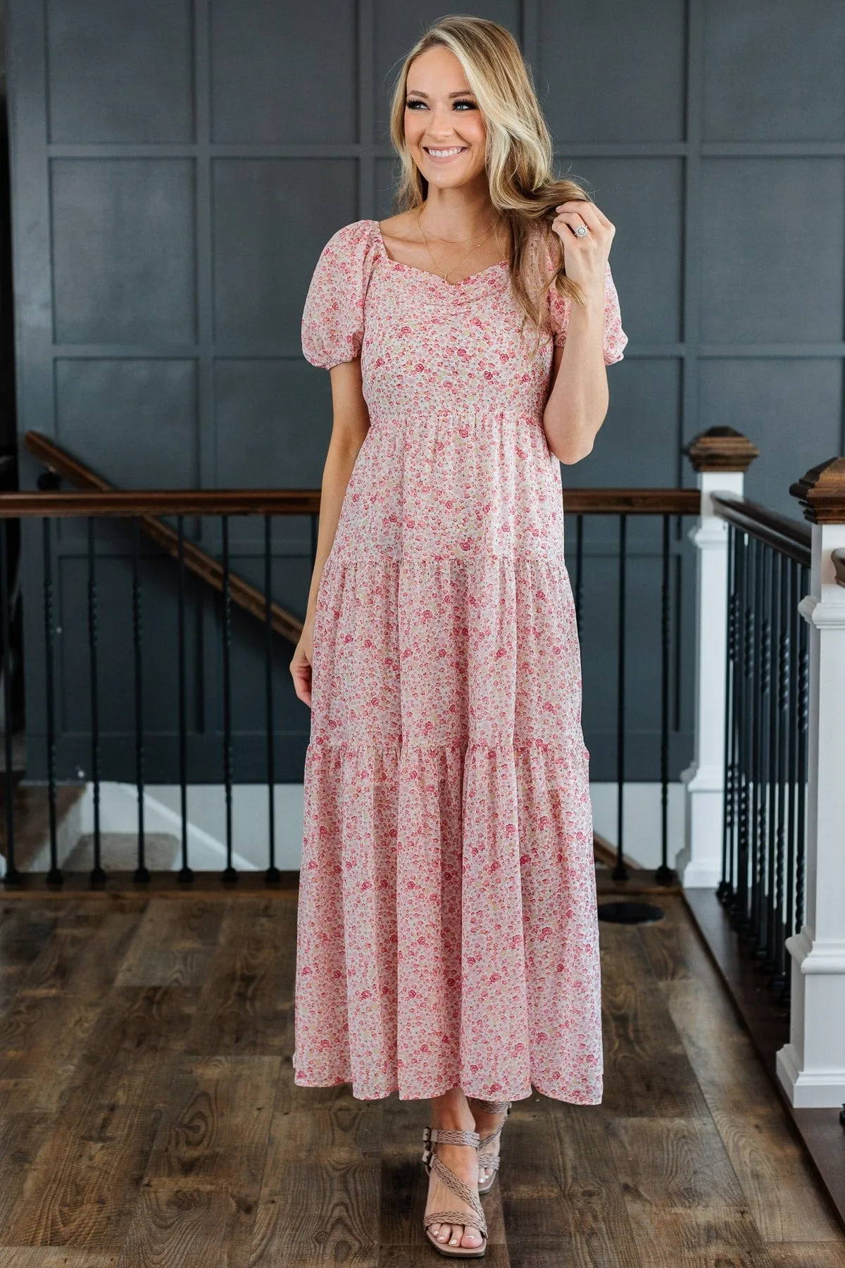 Ready To Mingle Tiered Maxi Dress- Pink