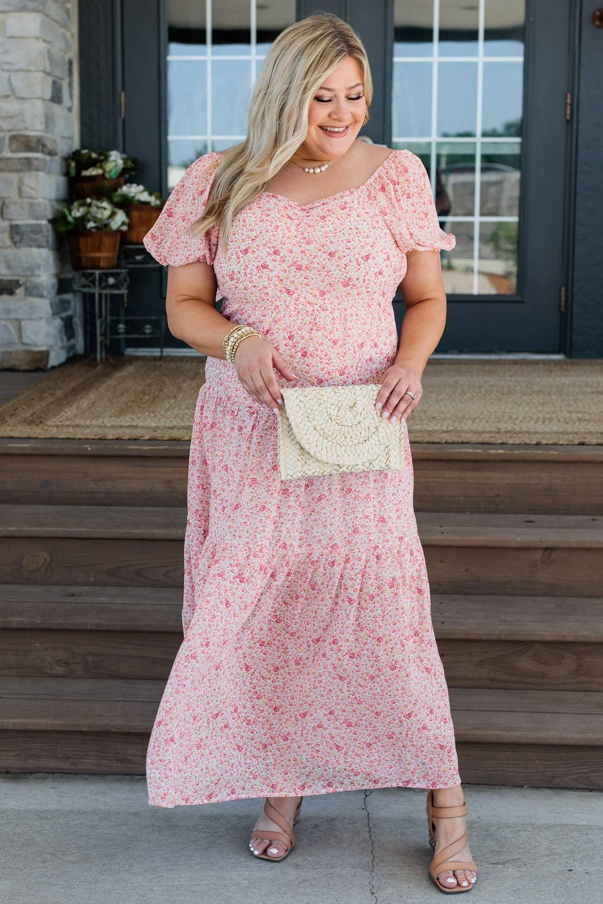 Ready To Mingle Tiered Maxi Dress- Pink