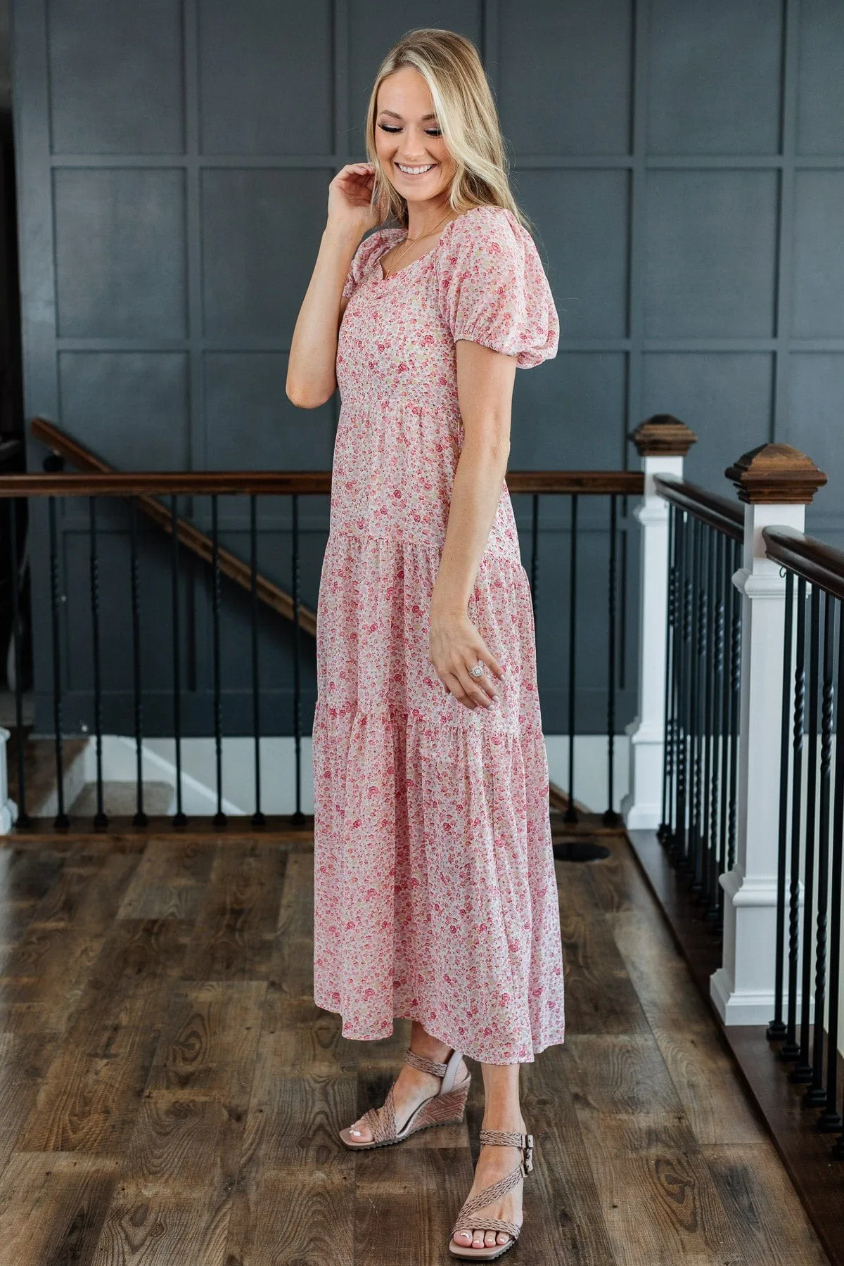 Ready To Mingle Tiered Maxi Dress- Pink