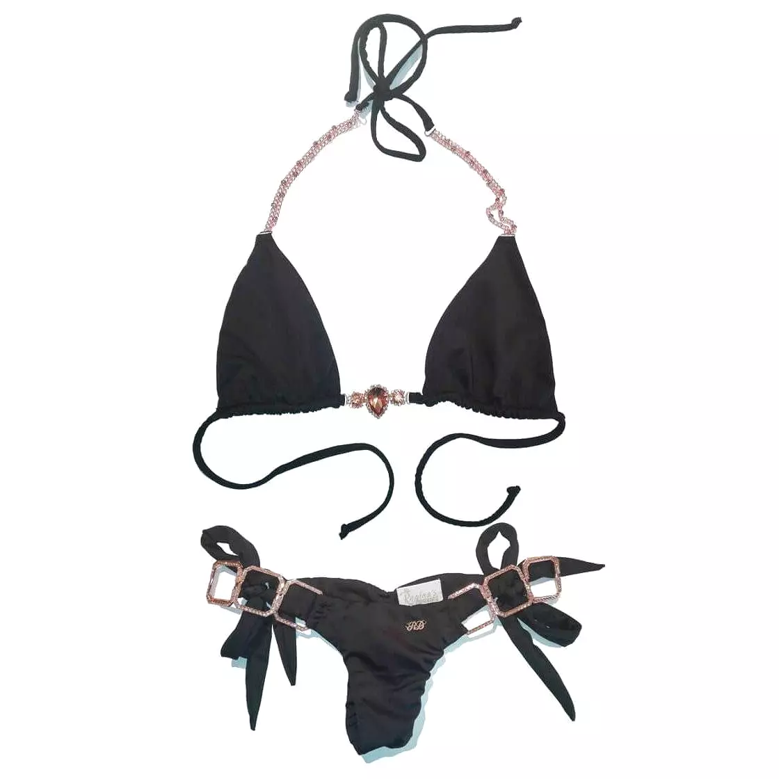 Tessa Triangle Top & Tie Side Bottom - Black