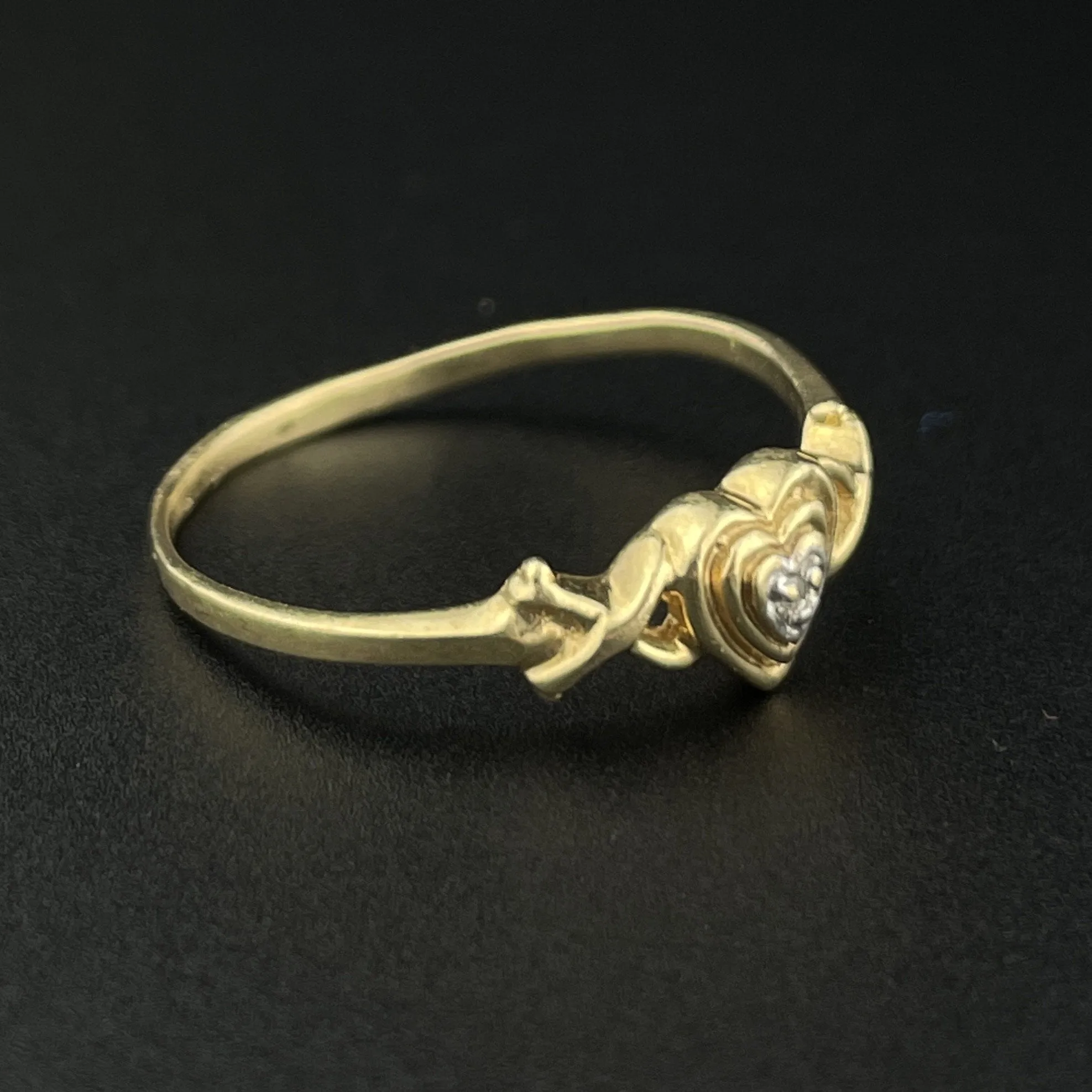 Vintage 10K Gold Diamond Hugs and Kisses Ring, Sz 8