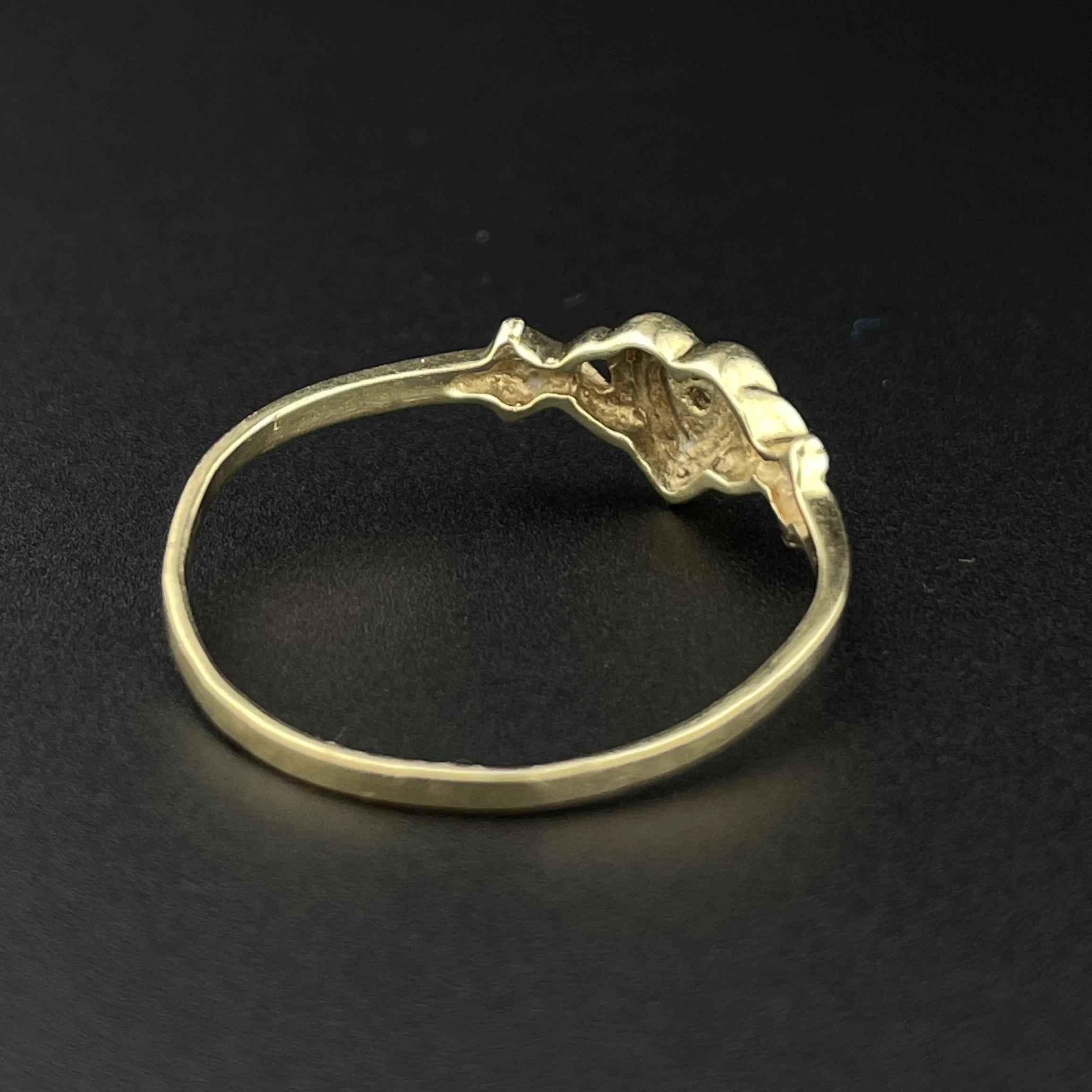 Vintage 10K Gold Diamond Hugs and Kisses Ring, Sz 8